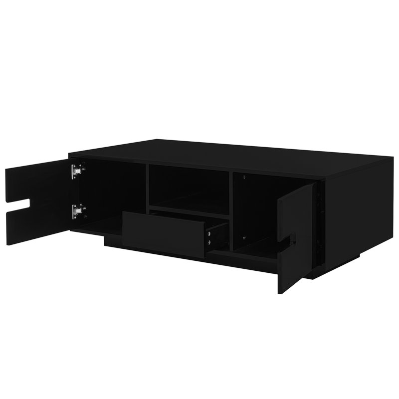 Stylish Rectangle Coffee Table With 16 Color Led Ambiance And Storage Space For A Chic Home Interior Design Contemporary Lights Functional Relaxing In Living Room, Build
