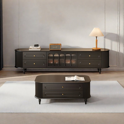 Ensemble de meuble télé et table basse en bois de bouleau