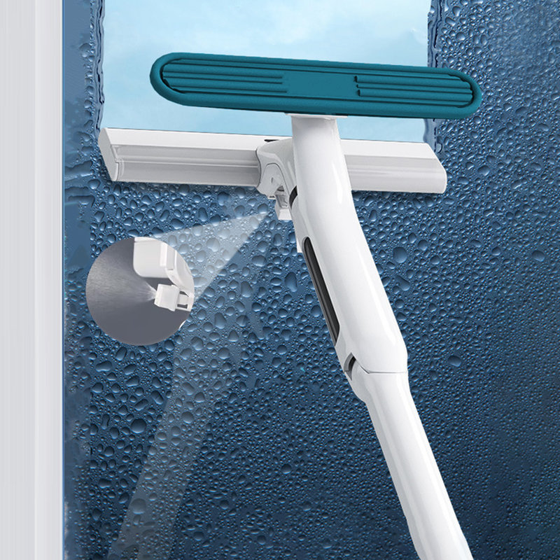 Water Spray Window Cleaning Squeegee with Retractable Handle Window Glass Door Scrubber Cleaner