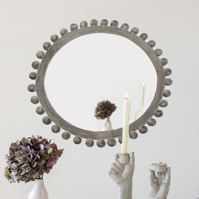 Miroir mural ovale, gris