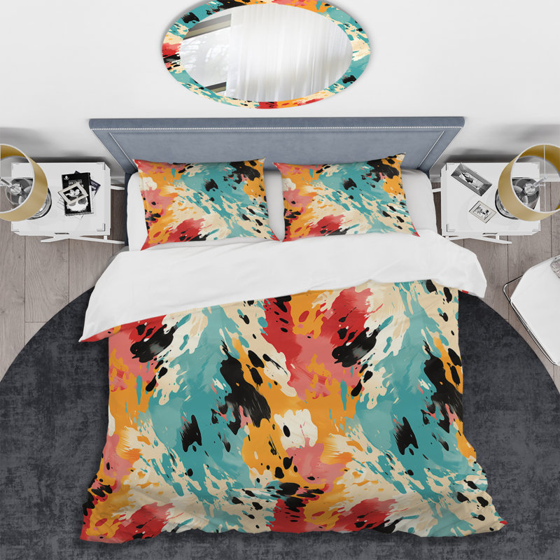 Ensemble de housse de couette multicolore Feather Fury IV, Housse de couette pour grand lit et 2 taies décor