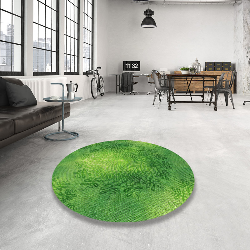 Tapis uni en laine et polyester tissé à la machine, Rond 7 pi