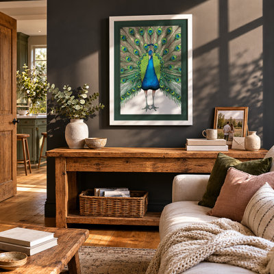 Peacock Plumage Boho - Framed Print