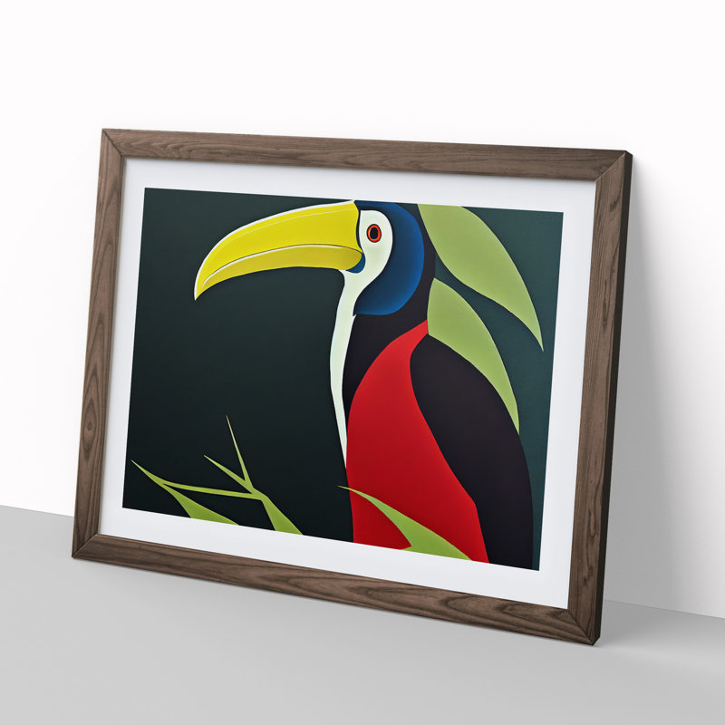 Showstopping Toucan Bird Abstract - Framed Print, Walnut