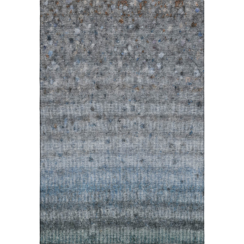 Premium Machine Washable Mayfield Stripes Rug, Blue, 3' x 5'