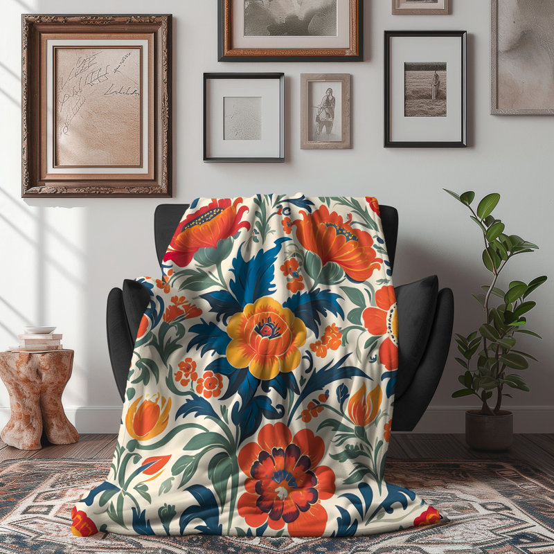 Couverture florale en cascade Cheerful, Grand lit