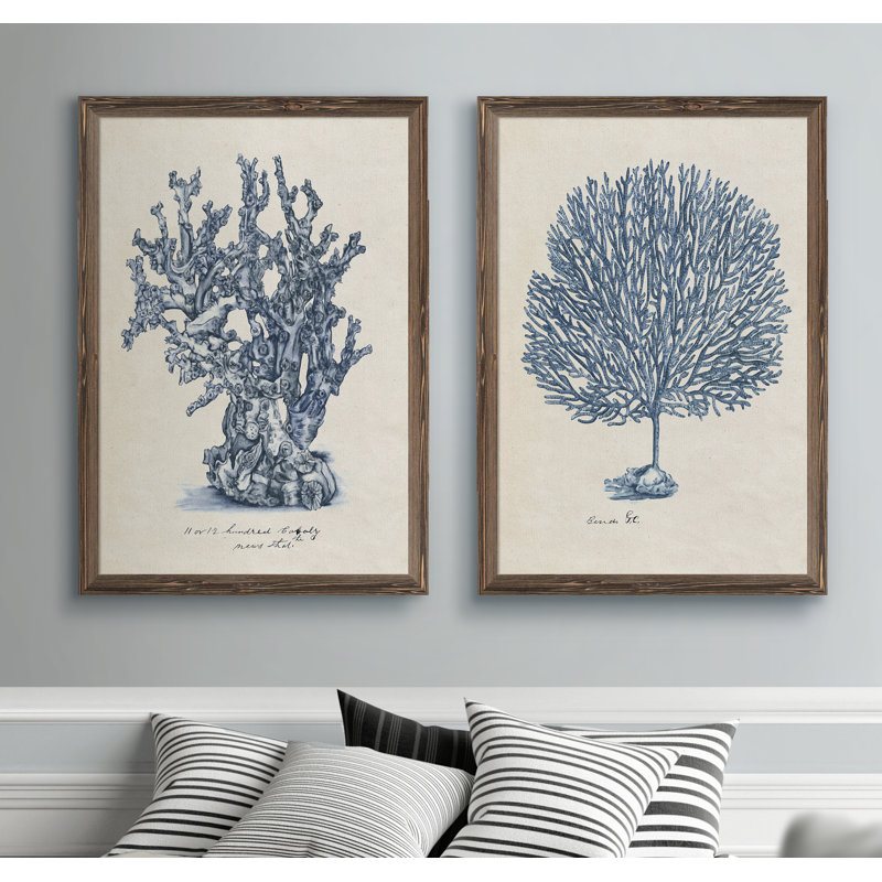 «Sea Coral Study III», ensemble de 2 reproductions d'art encadrées, H 24 po x l 18 po x P 1,25 po, Toile avec cadre espresso