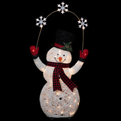 25 Inch Pre-Lit Light Up Snowman, Collapsible Outdoor Snowman Christmas  Yard Decorations