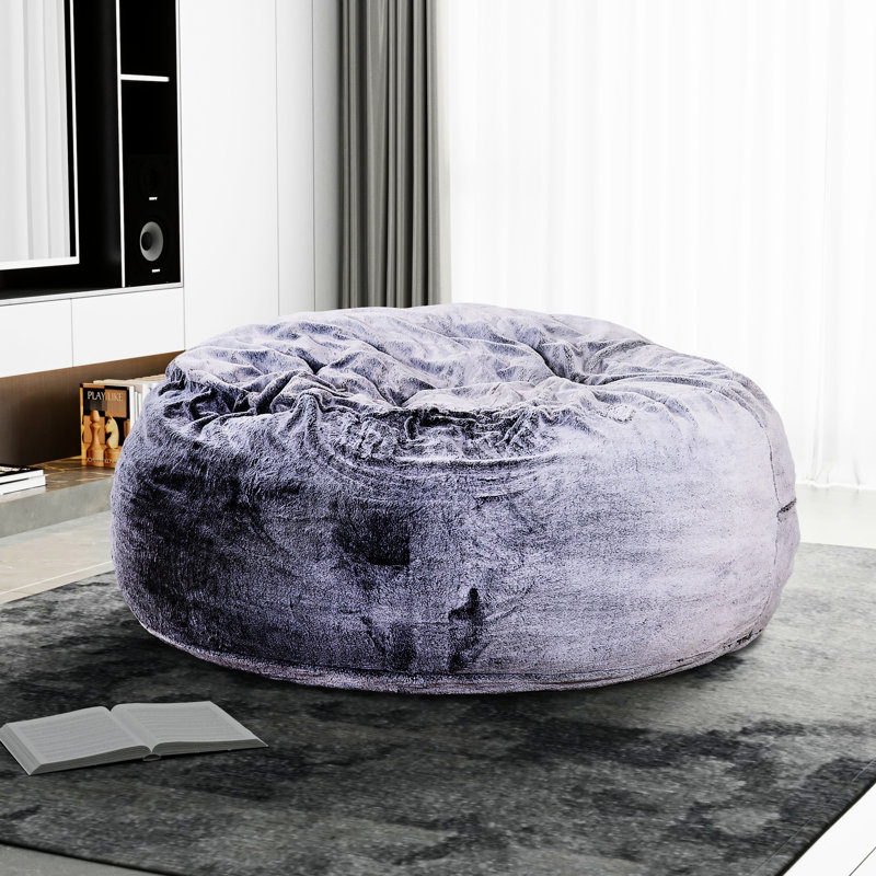 Purple, 5-Foot Round, Bean Bag Chair, Memory Foam, Soft Upholstery, Armless, Cozy Sitting Modern, Bag, Foam Filler, Backless Design
