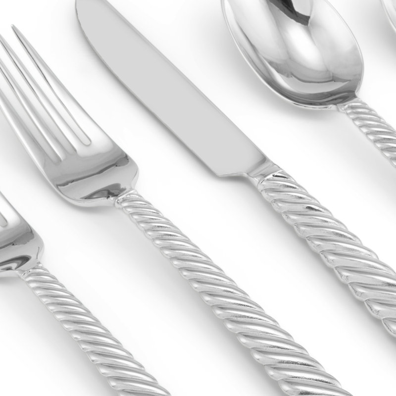 Twist 5 - Piece Stainless Steel Flatware Set - Service for 1, Silver