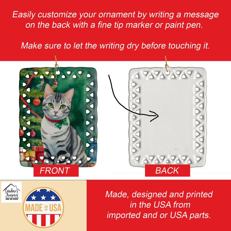 Ornement en porcelaine American Shorthair, Chat American Shorthair