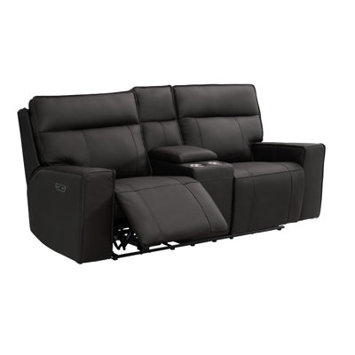 Causeuse de cinéma inclinable électrique en cuir véritable avec porte-gobelet de 77 po Ayin