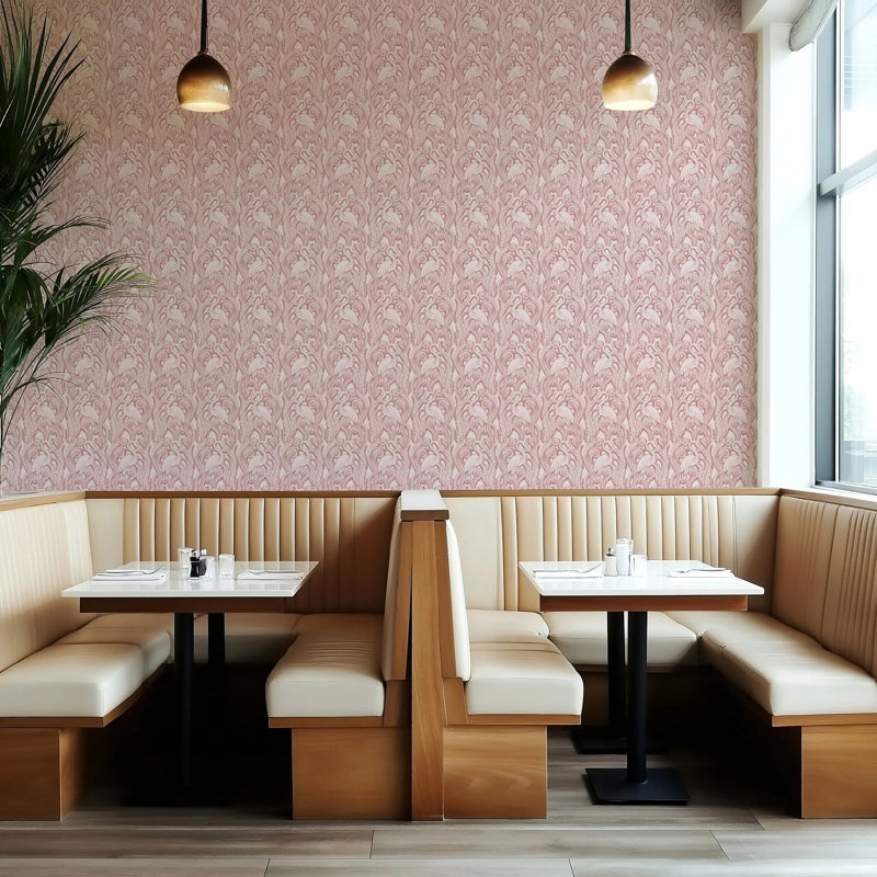Deco Heron - Wallpaper, Blush, Faux Grasscloth, Non-Pasted