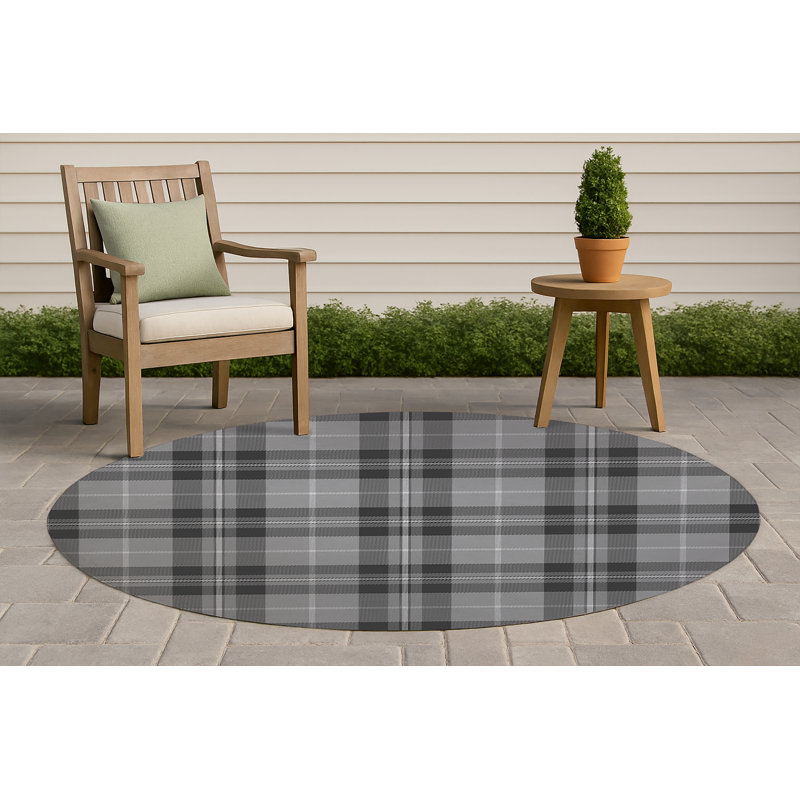 Tapis d'extérieur antidérapant Tartan Block, Rond 5 pi