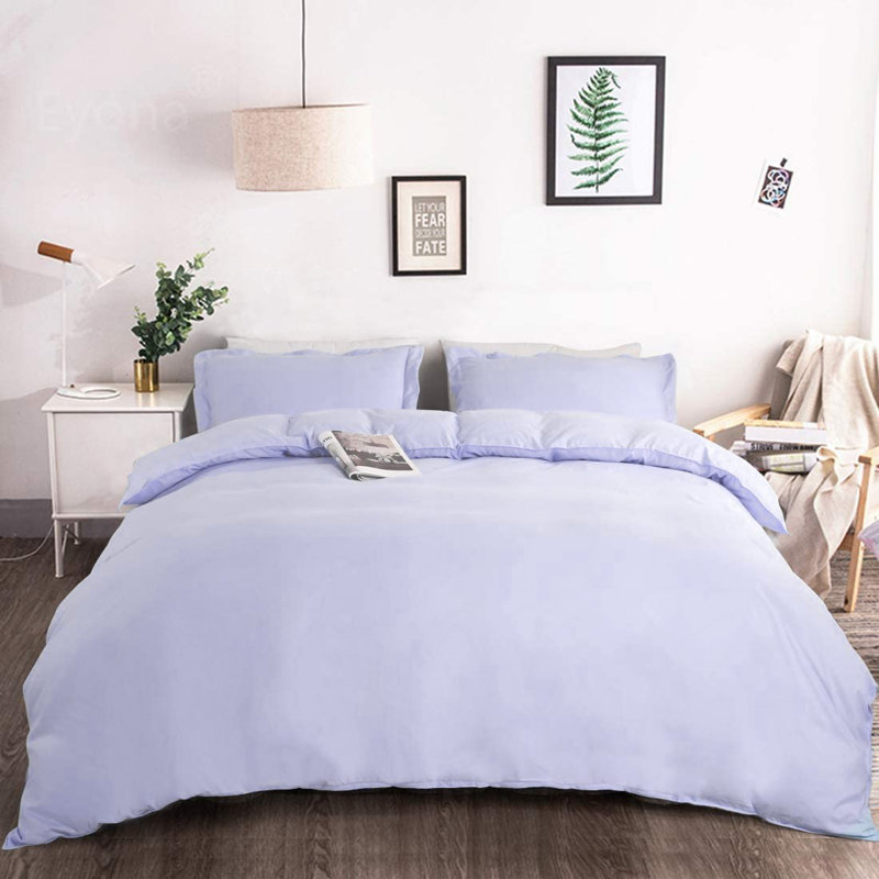 Ensemble de housse de couette réversible en microfibre de quatre articles, Housse de couette très grand et 2 taies, Lavande