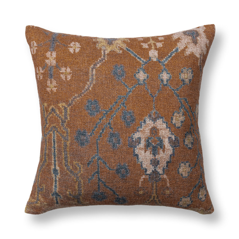 Coussin Bungalow, Brown Floral, Square 22"