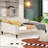 Full Size Beige Upholstered Tufted Daybed