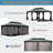 14X24ft Hardtop Gazebo, Outdoor Gazebo With Galvanized Steel Double Roof, Aluminum Frame, Built-In Gutter System, Curtain And Netting, Metal Gazebo Pavilion For Patio Deck Garden-122524102-122524105