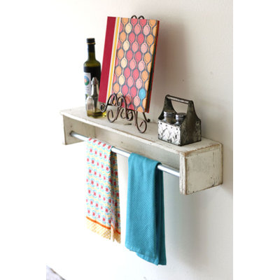 Mertens Pine Floating Shelf with Towel Bar