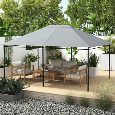Housse de remplacement pour pavillon de jardin 10 pi x 13 pi, gris, système de circulation d'air et de drainage, toit extérieur - remplacement du dessus 13 pi, avec trous de ventilation, structure