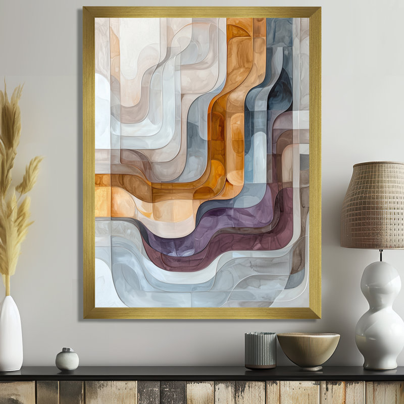 Nyimah - Abstract Wall Art Prints, 40" H x 30" W, Single Picture Framed Print, Gold