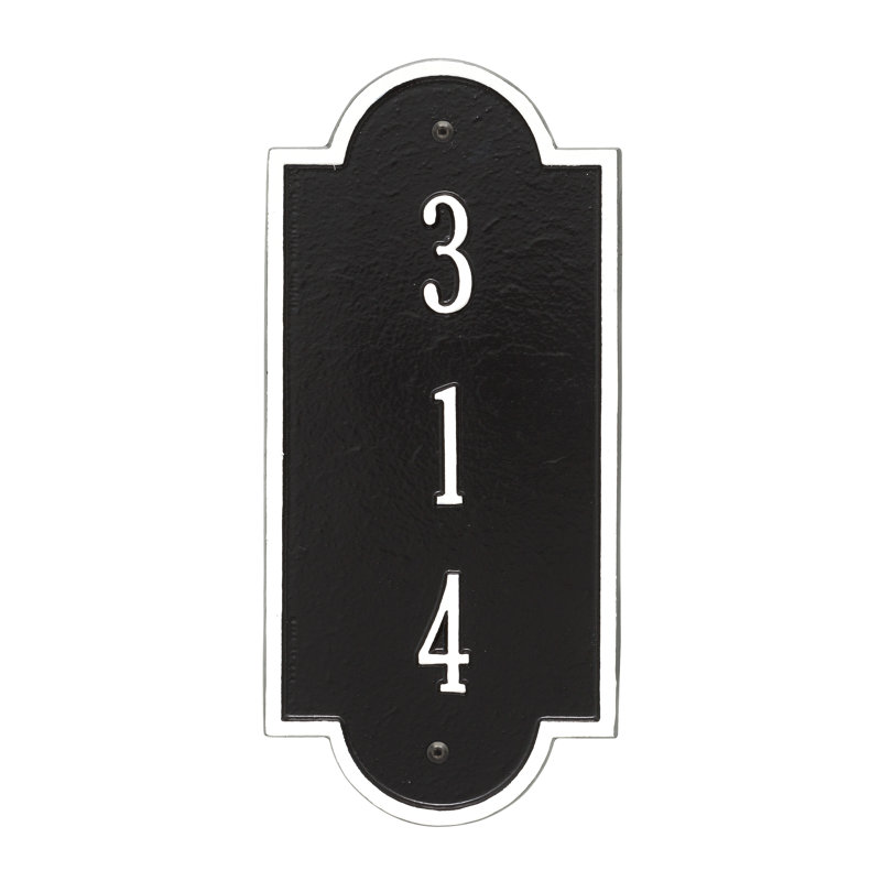 Petite plaque d'adresse murale personnalisée sur 3 lignes Hagen, Noir / blanc