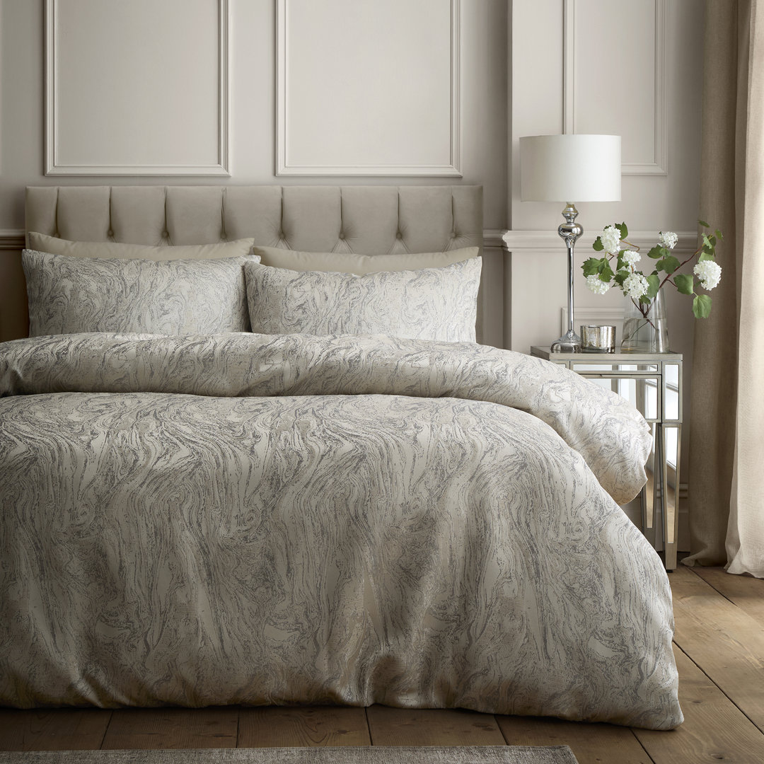 SOIREE Marble Jacquard Duvet Cover Set Double 200 x 200cm – Natural Soft Touch Bedding with Elegant Marble Jacquard Design, Includes 2 Pillowcases - Image 2