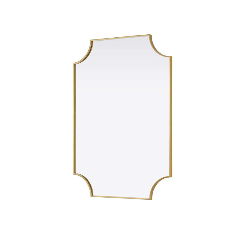 Notched Metal Mirror 30x42 inch in Brass, 42" x 30", Brass