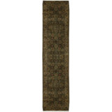 Hand-Knotted High-Quality Green and Gold Runner