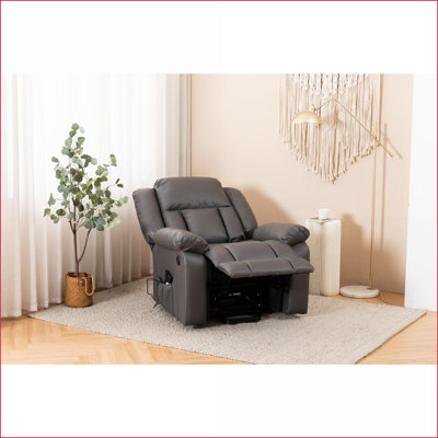 Fauteuils inclinables avec massage électrique et chauffage Port USB | 50% d'éponge extra-dense | Gris foncé | Cuir PU