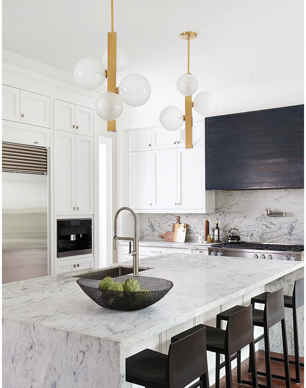Hinsdale 4 Light Pendant, Aged Brass