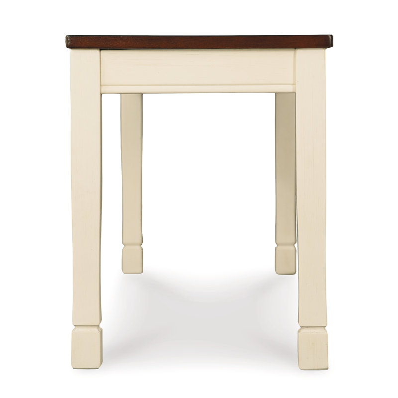 Brown and White Transitional Wood Dining Bench
