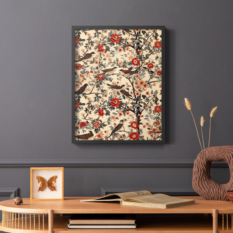 WM MORRIS Series CCLII  -Premium Framed Print -Ready to Hang - No Nails Required, Black, 21" H x 17" W
