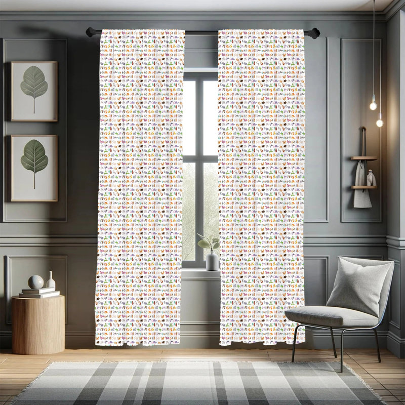 Alphabet Semi-Sheer Rod Pocket Curtain Panels, 28" x 95"