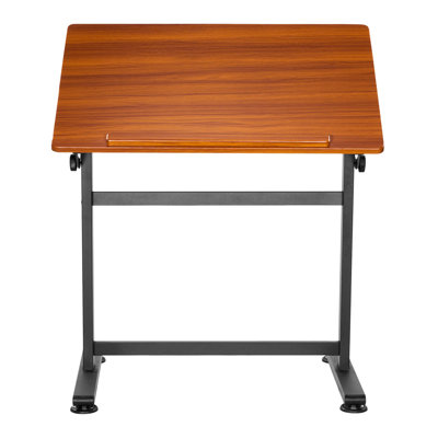 Drafting Table, Adjustable 0°–90° Tilt Drawing Desk, Portable Artist Table with Black H-Frame and Brown Desktop, Wooden Painting Desk Craft Workstatio