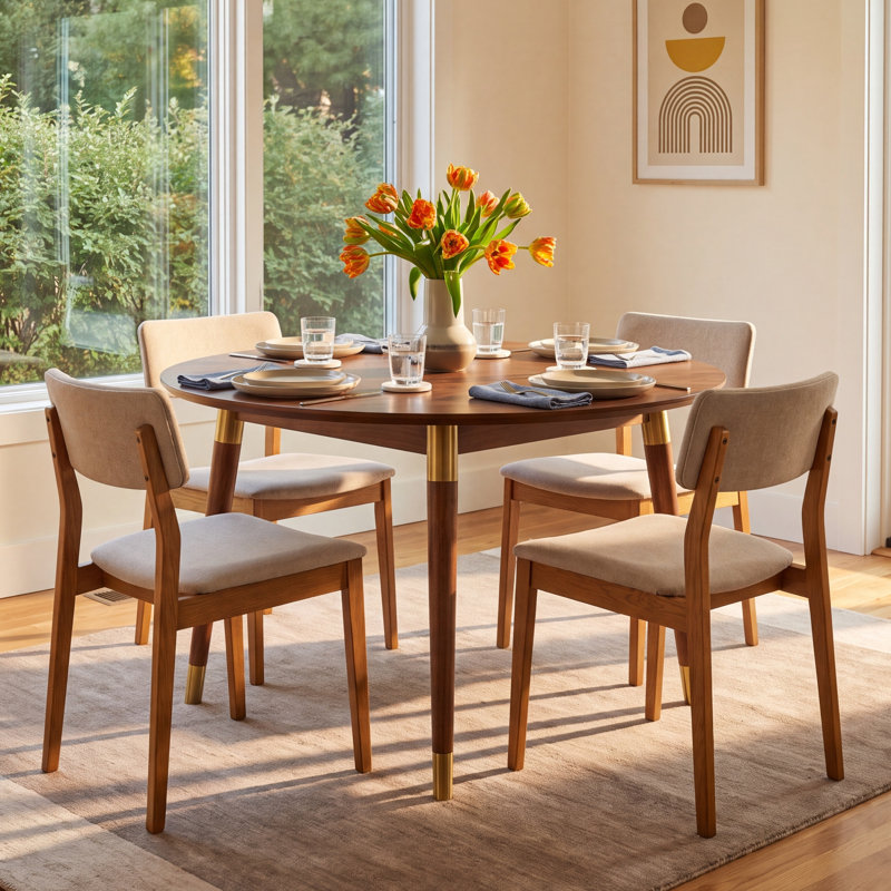 Dakota Acacia Round Solid Wood Dining Table