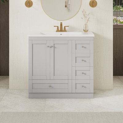 36'' Freestanding Single Sink Bathroom Vanity With Resin Top