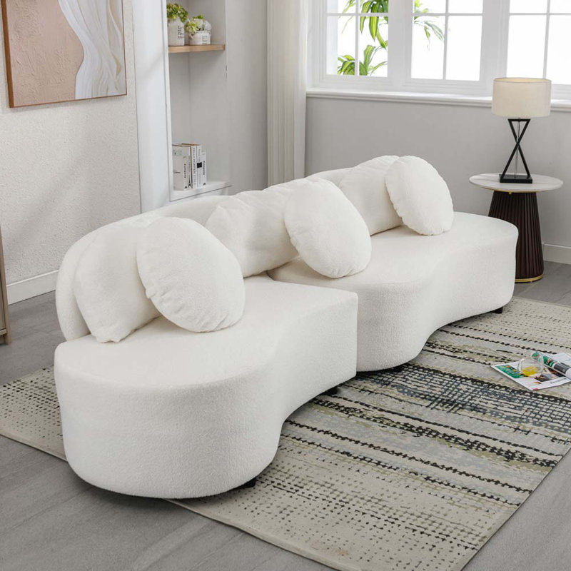 Canapé modulaire 2 pièces rembourré, Velours beige