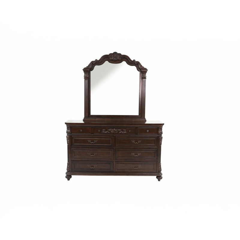Commode en cerisier traditionnel traditionnel avec miroir