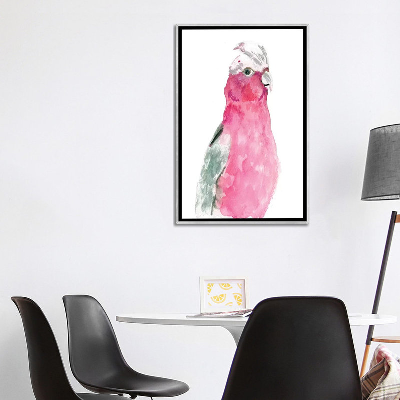 « fuchsia plumes » par albina bratcheva-reproduction d’art, H 40 po x l 26 po x P 1,5 po, Toile avec cadre argenté