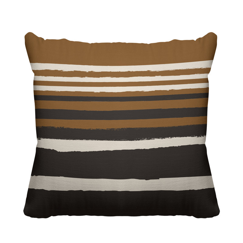 Coussin décoratif abstrait / minimaliste intérieur / extérieur, 19 po x 19 po, Noyer, Carré