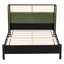 Structure de lit grand avec tête de lit verte, lit en bois massif noir et vert, aucun sommier requis, mobilier de chambre moderne-764909427