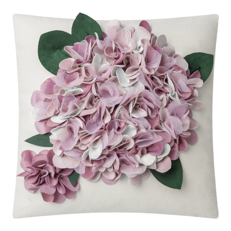  Housse de coussin en toile appliquée, Rose / blanc