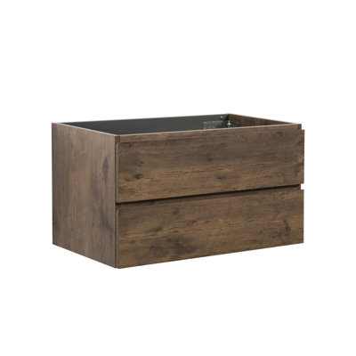 Sans armoire murale sans bassin 36W - 105, noyer, deux tiroirs, impression généreuse et silencieuse, rangement de tiroir en noyer de style contemporain, fermeture, soupçon abondant, design moderne