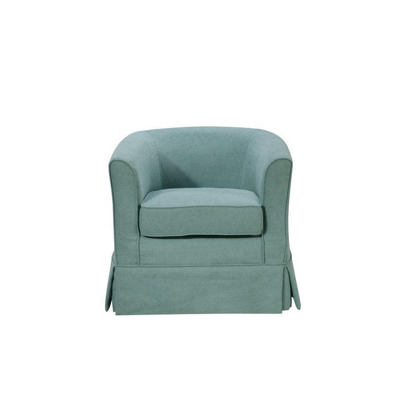 Ailen Swivel Barrel Chair, Blue Fabric