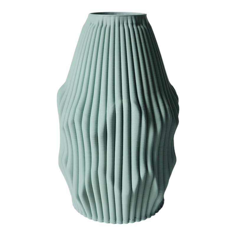 Vase en grès avec texture nervurée et silhouette sculpturale, vase décoratif moderne en céramique pour un style intérieur contemporain