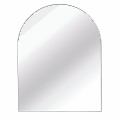 30X36 Inch Silver Metal Framed Arched Bathrrom Mirror
