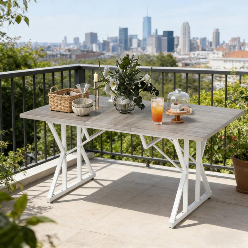 Table de cuisine extensible de style nordique, table de salle à manger extensible, avec base en tréteaux robuste
