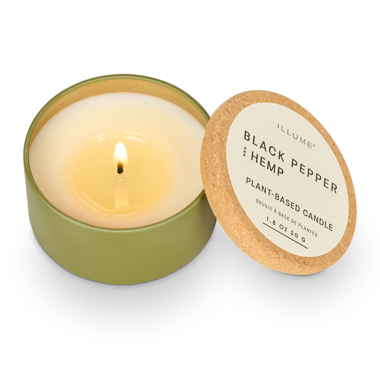 Verde Ceramic Candle, Tin with Cork Lid