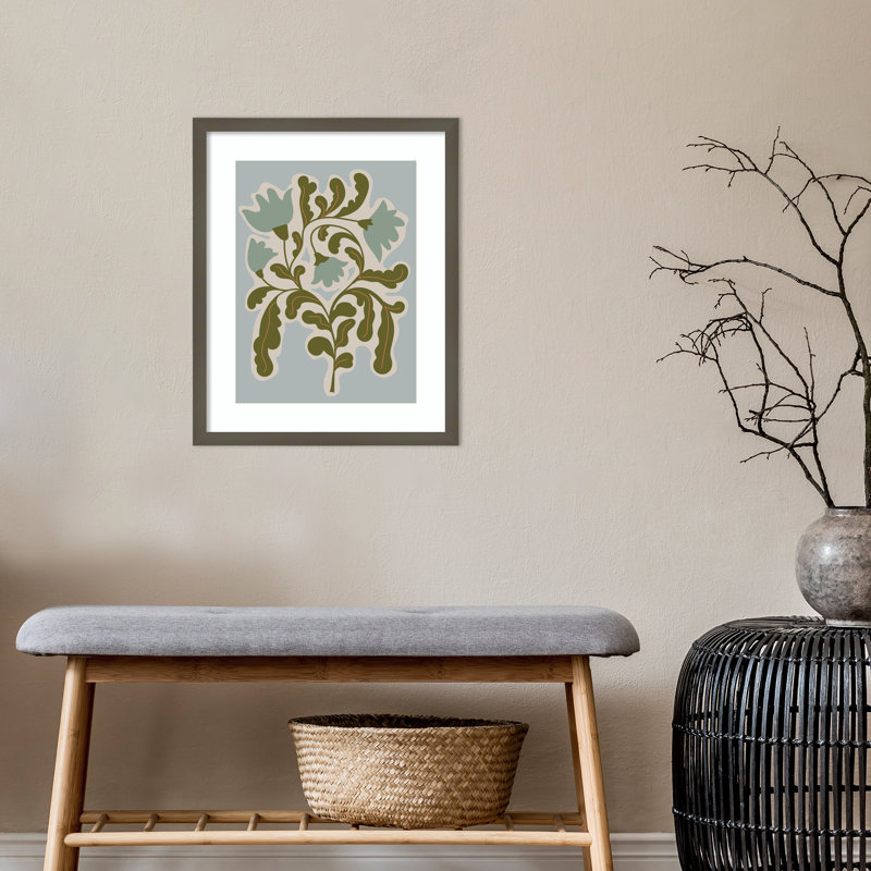 Expressive Abstract House Plant Playful Blue Framed On Paper by The Creative Bunch Studio Print, 21" H x 17" W x 1" D, Gray